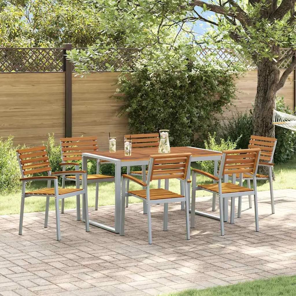 Ensemble de salle à manger pour jardin 7 pcs Gris vidaXL 3284360