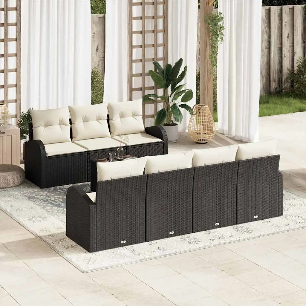 Ensemble de canapé de jardin Noir 55 x 55 x 37 cm polyrotin vidaXL 3345947