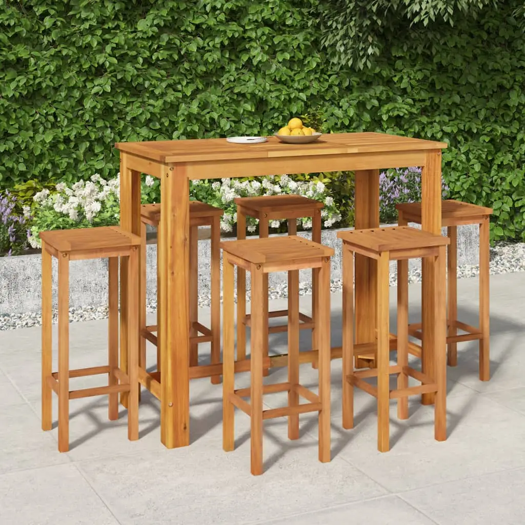 Ensemble de bar de jardin 7 pcs bois d’acacia solide vidaXL 3154393