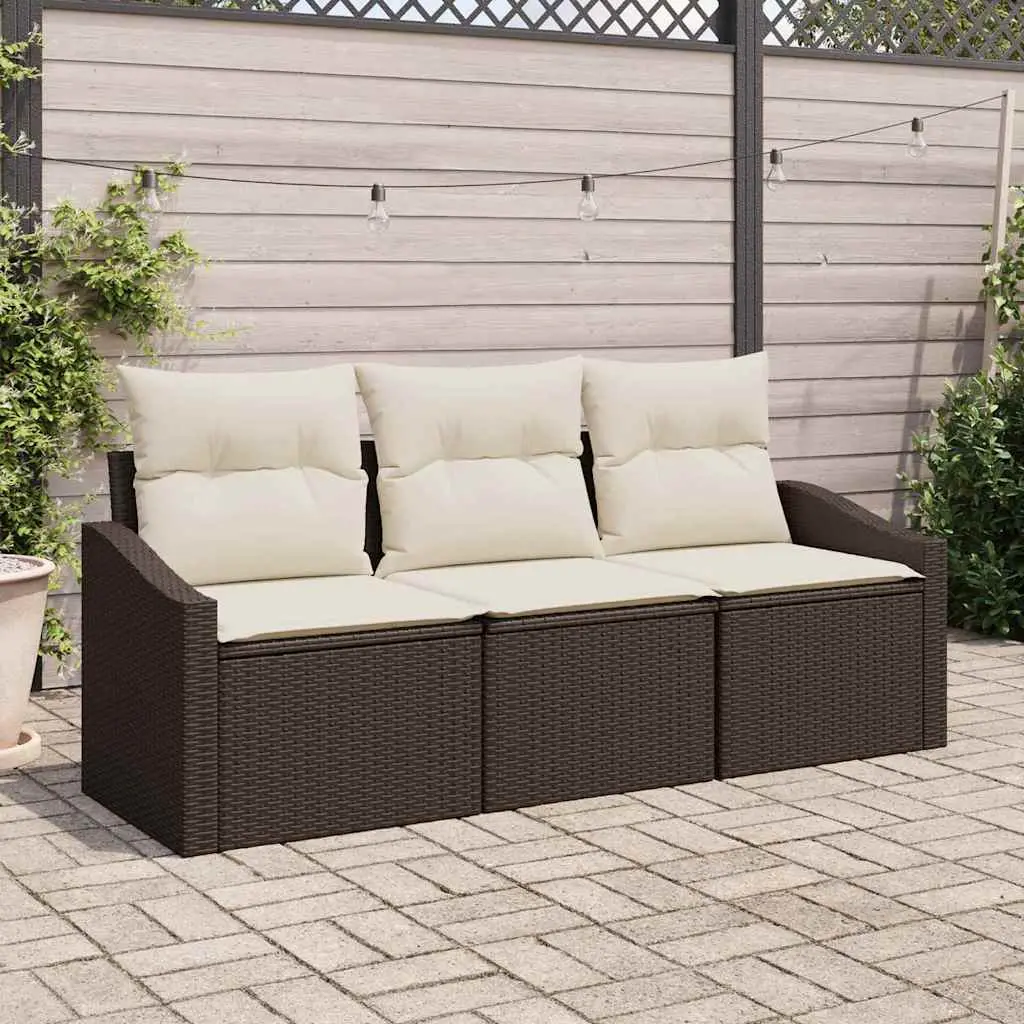 Ensemble de Canapés avec coussin 3 pcs Marron polyrotin vidaXL 3346578
