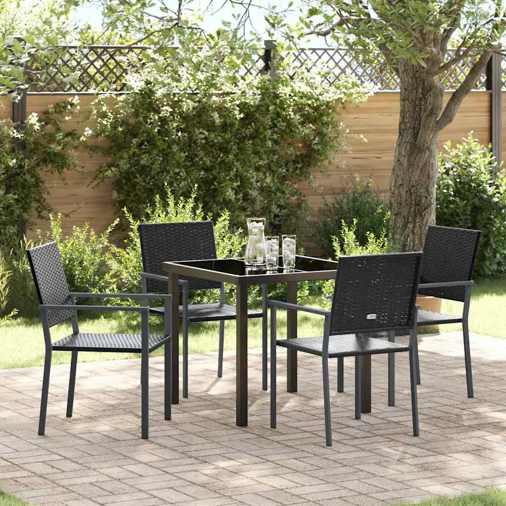 Ensemble de salle à manger pour jardin 5 pcs Noir Rotin PE vidaXL 3379080