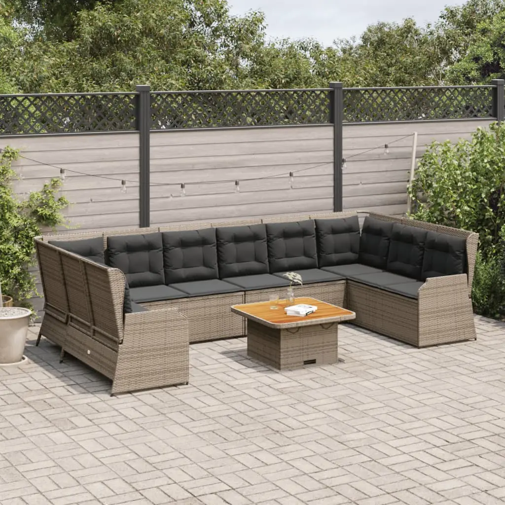 Ensemble de jardin 7 pcs résine tressée avec sièges ajustables et table relevable gris – ComfortXL Outdoor Living
