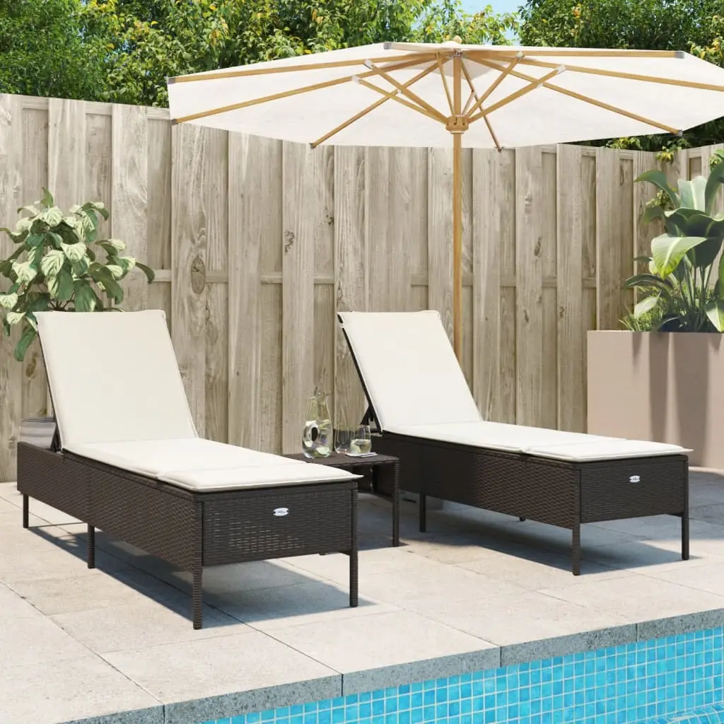 Ensemble Chaises Longues Poly Rotin avec Table Extérieur Brun – ComfortXL Outdoor Living