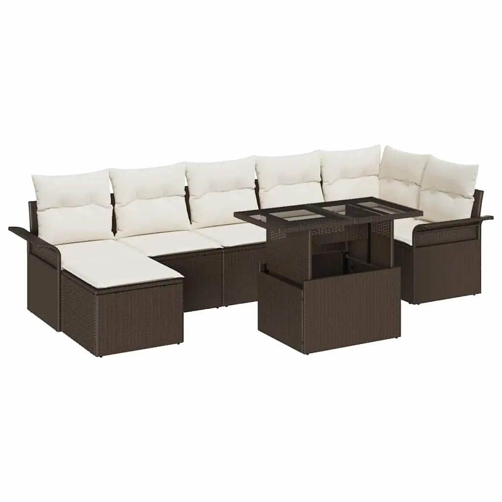 Ensemble Canapé Terrasse 8 Pièces Polyrotin Marron – Mobilier Extérieur Modulable Aspect Naturel & Durable – ComfortXL Outdoor Living
