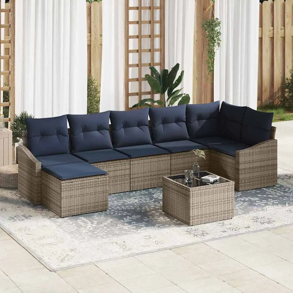 Ensemble de canapé de jardin Gris et marine polyrotin vidaXL 3355494