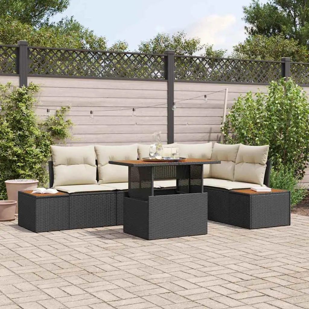 Ensemble de salle à manger pour jardin 6 pcs Noir et Beige vidaXL 3350069 Noir et crème