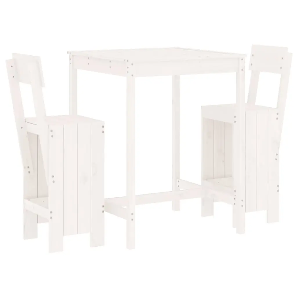 Ensemble de 3 pcs bar de jardin – Mobilier d’extérieur – Mobilier de jardin blanc bois de pin massif-JU2218