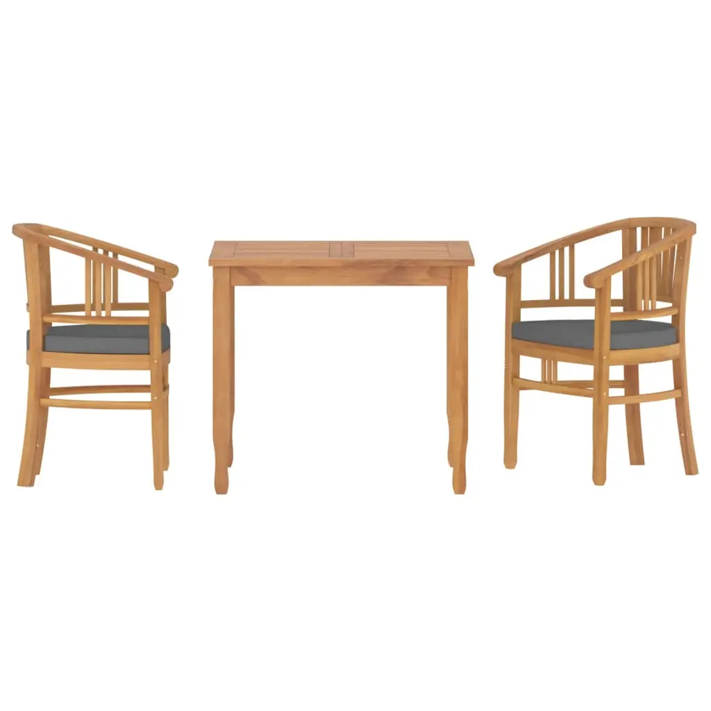 Ensemble de 3 pcs table de jardin avec chaises – mobilier de jardin Bois de teck massif-JU2633
