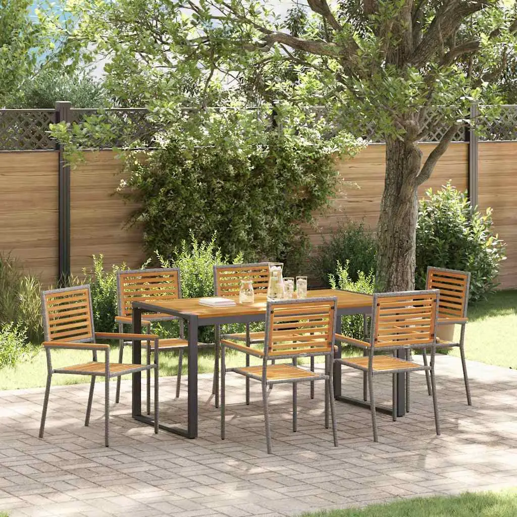 Ensemble de salle à manger pour jardin 7 pcs Gris et marron vidaXL 3365479