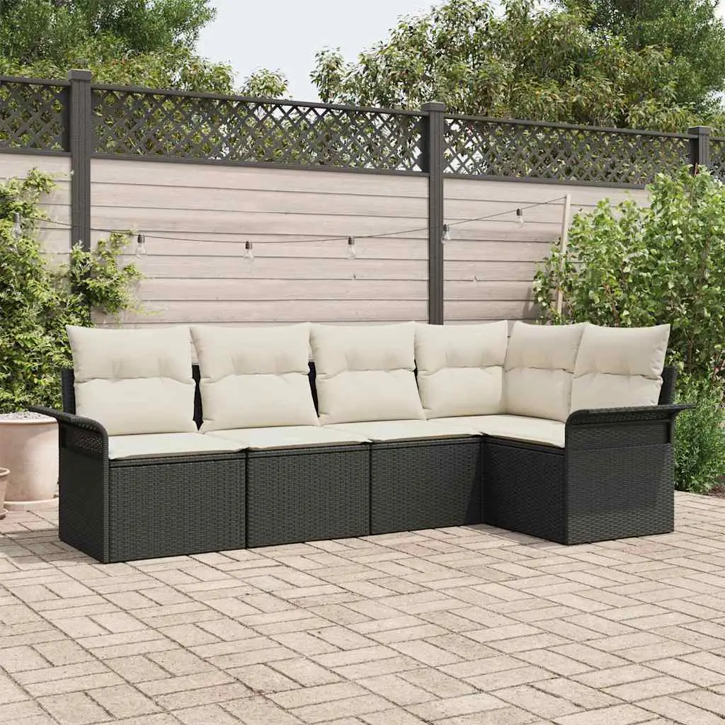 Ensemble de canapé de jardin avec stockage 5 pcs Noir polyrotin vidaXL 3354026