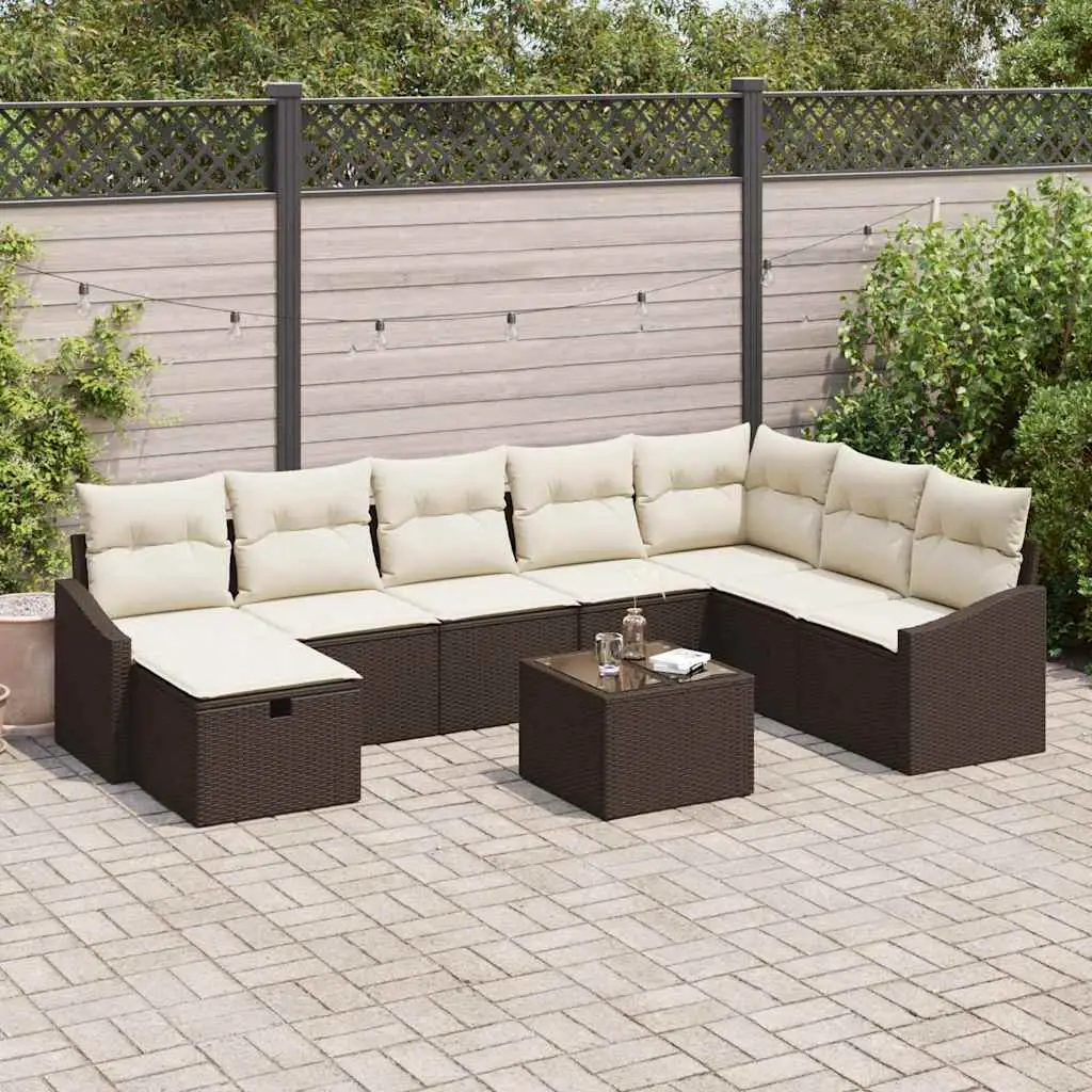 Ensemble Complet Extérieur Polyrotin – 9 Modules avec Coffres et Table – Marron – ComfortXL Outdoor Living