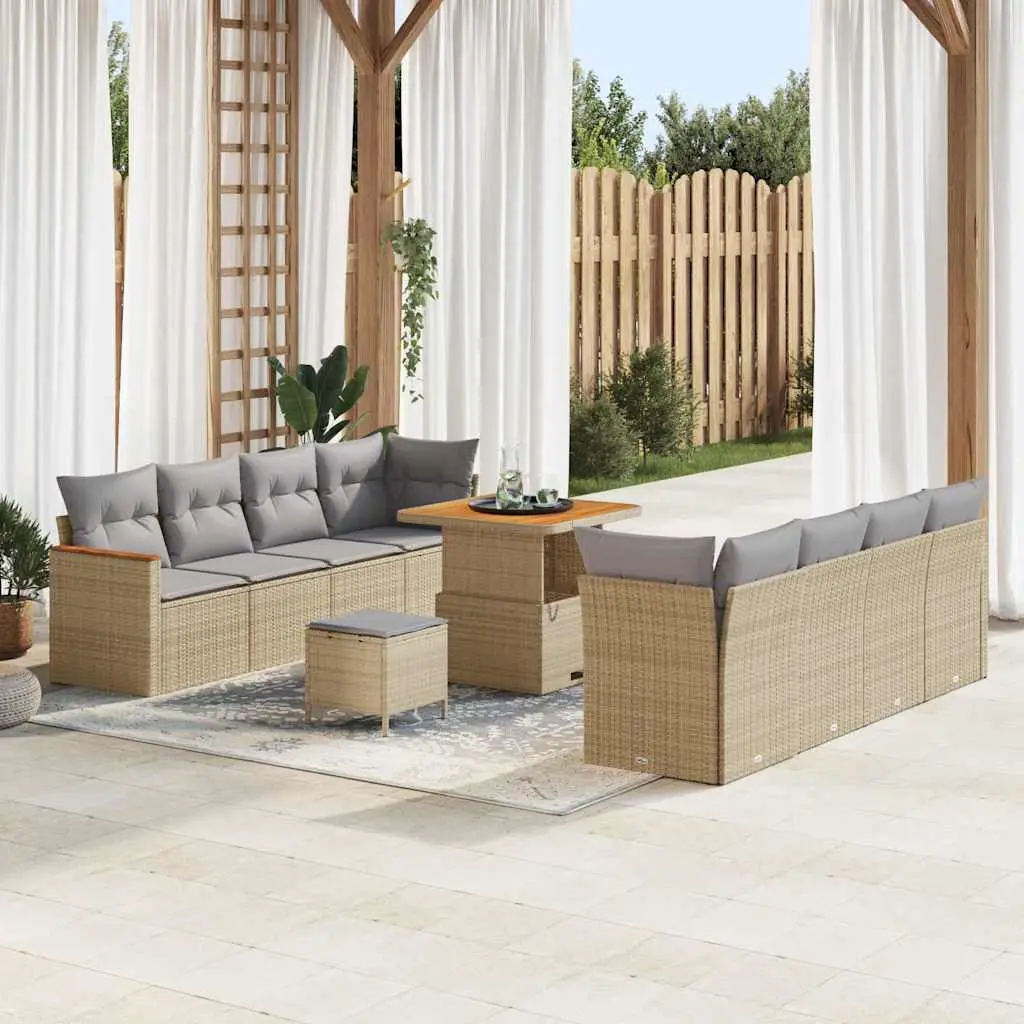 Ensemble de Jardin Modulable 10 Personnes en Résine Tressée et Acier, Beige – ComfortXL Outdoor Living