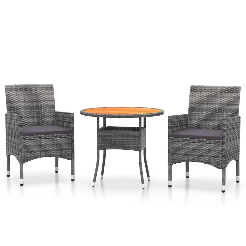 Ensemble de 3 pcs table de jardin avec chaises – mobilier de jardin Résine tressée Gris-JU2490
