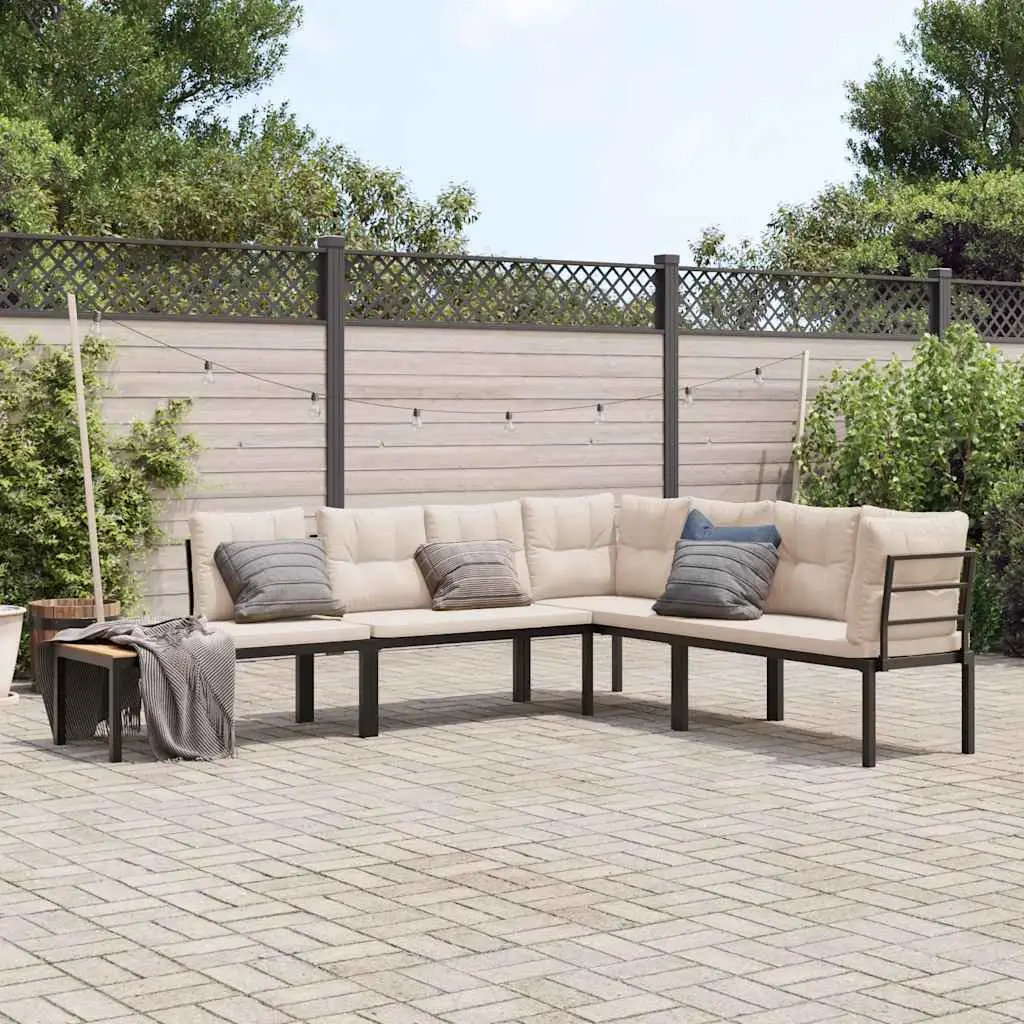 Ensemble de banc de jardin avec coussins 4 pcs noir vidaXL 3283645
