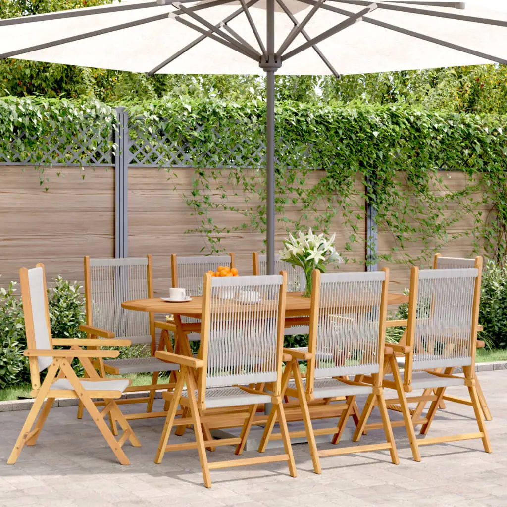 Ensemble de 8 Sièges de Jardin Pliants et Inclinables en Bois d’Acacia pour Patio Gris – ComfortXL Outdoor Living