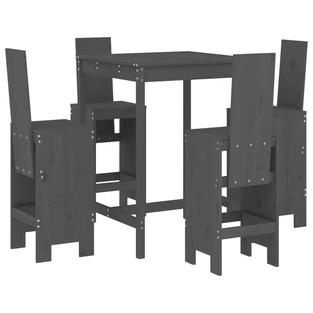 Ensemble de 5 pcs bar de jardin – Mobilier d’extérieur – Mobilier de jardin gris bois de pin massif-JU2281