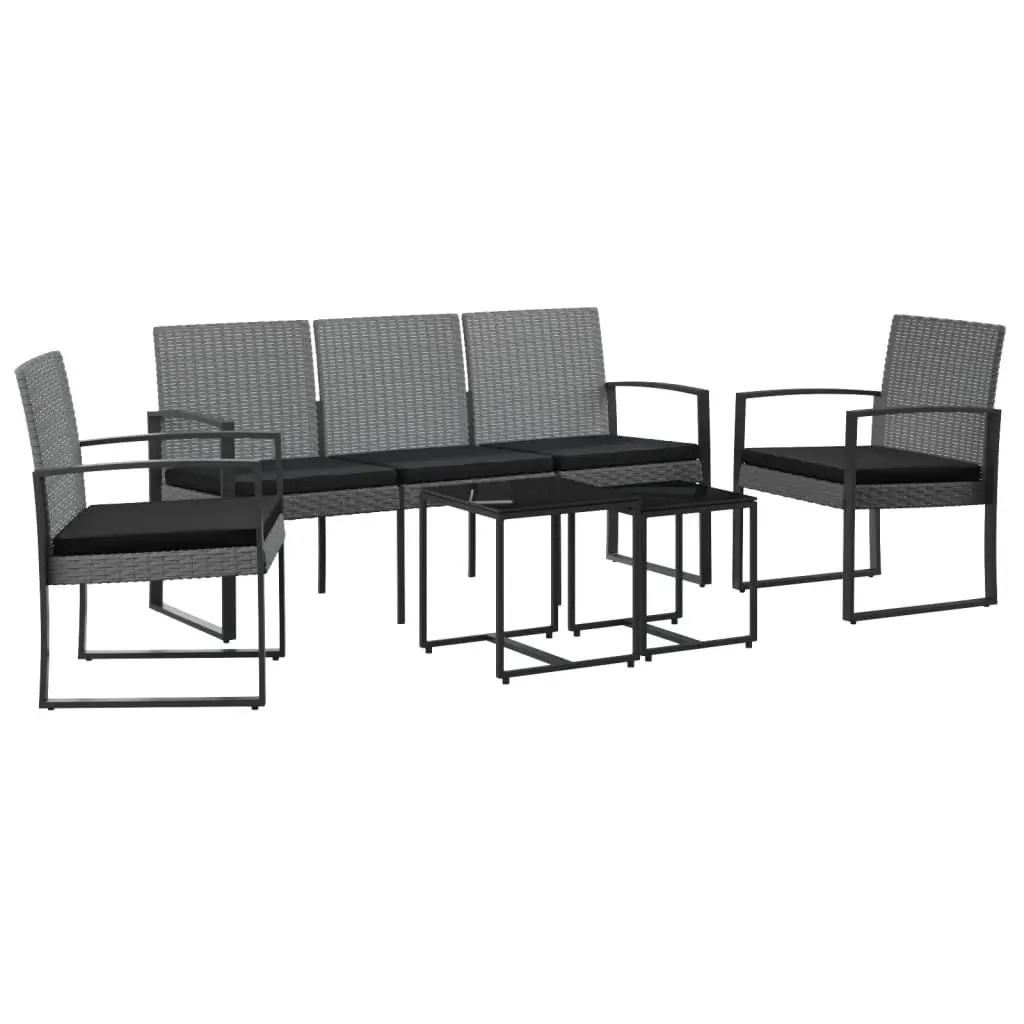 Ensemble de 5 pcs table de jardin et chaises avec coussins – mobilier de jardin gris foncé rotin PP-JU2847