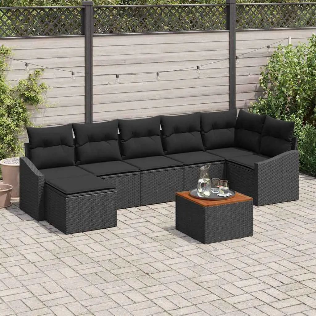 Ensemble de canapé de jardin avec stockage 8 pcs Noir polyrotin vidaXL 3356532