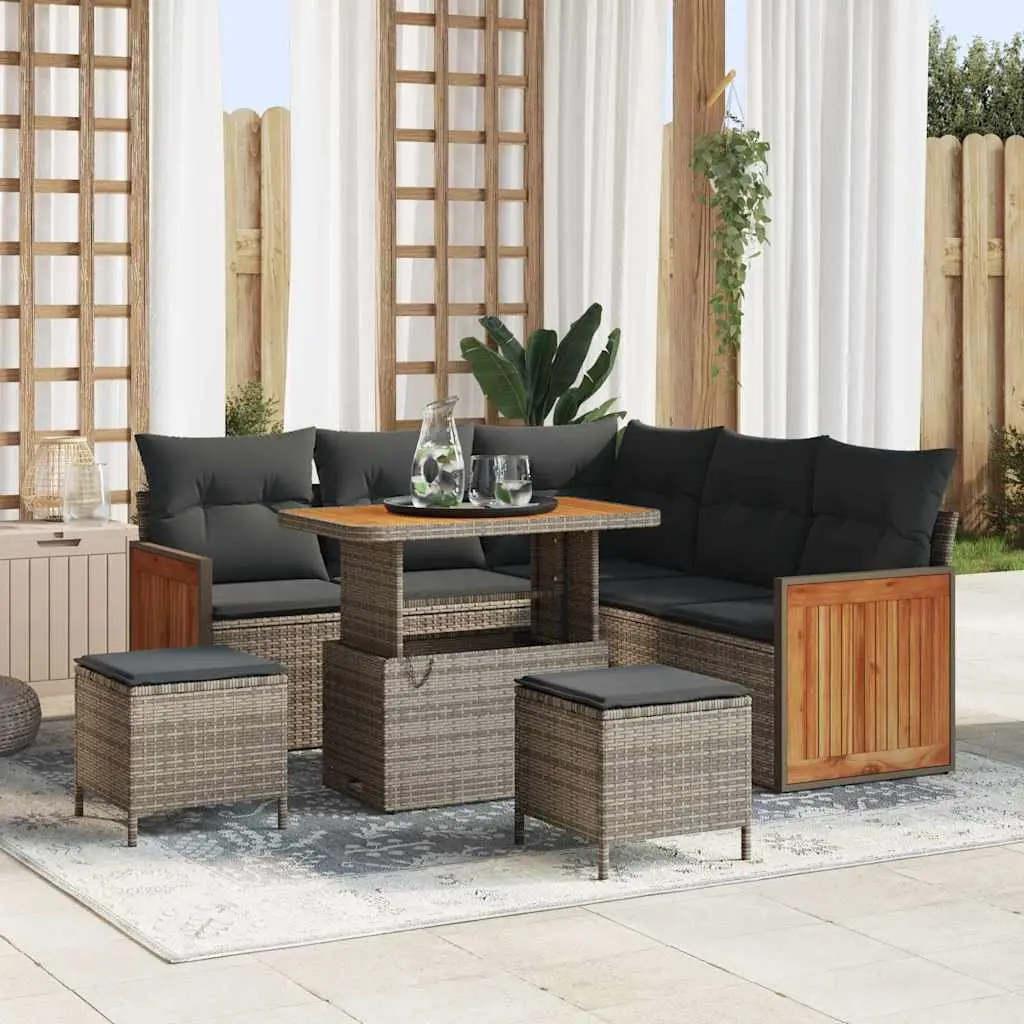 Ensemble de canapé de jardin avec coussin 9 pcs Gris polyrotin vidaXL 3365258