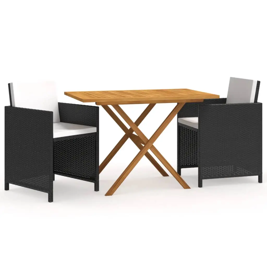 Ensemble de 3 pcs table de jardin et chaises avec coussins – mobilier de jardin Noir-JU2970
