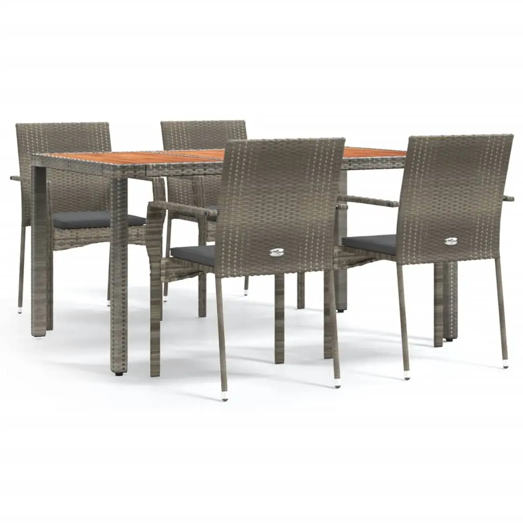 Ensemble de 5 pcs table de jardin avec chaises – mobilier de jardin coussins gris résine tressée ny572