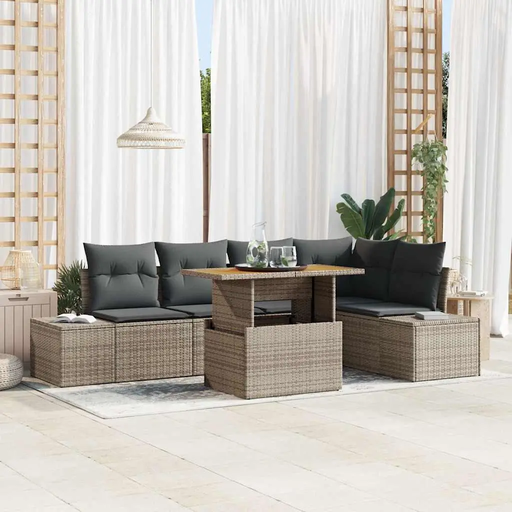 Ensemble de jardin 6 pièces modulable 5 places en résine tressée avec stockage Gris – ComfortXL Outdoor Living