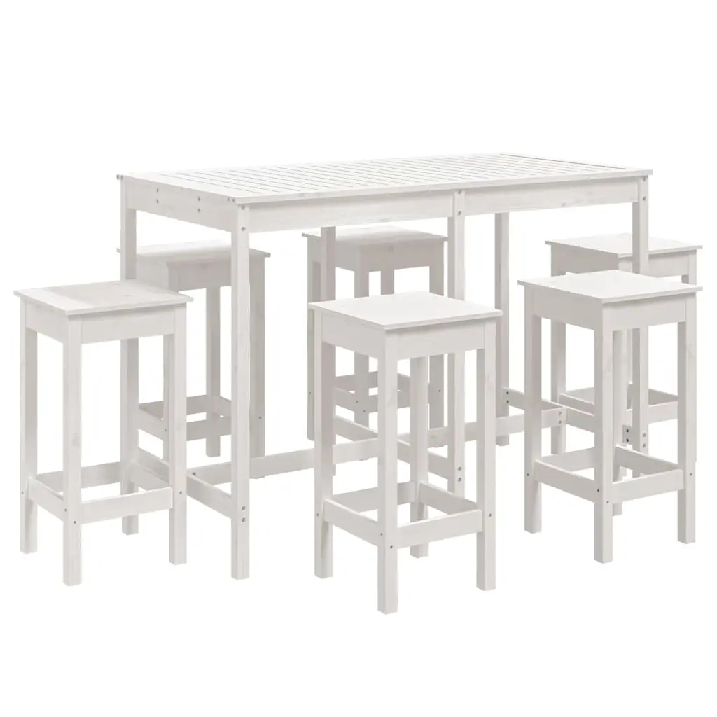 Ensemble de bar de jardin 7 pièces blanc bois de pin massif