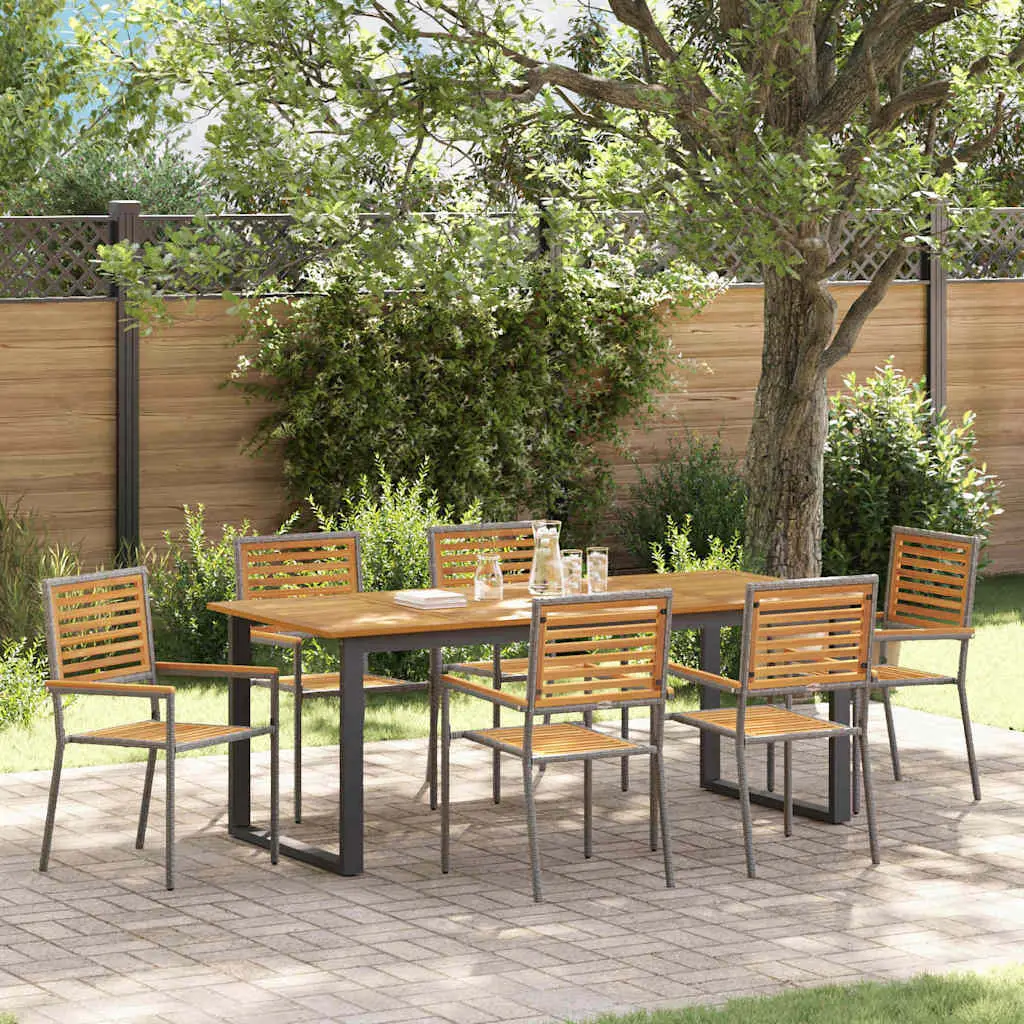 Ensemble de salle à manger pour jardin 7 pcs Gris vidaXL 3365467