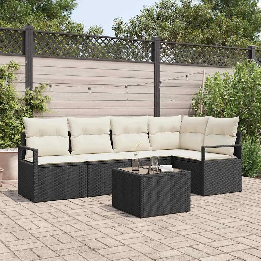 Ensemble de Canapés avec coussin 6 pcs Noir polyrotin vidaXL 3346387