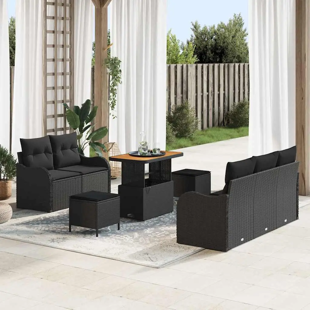 Ensemble canapés d’extérieur 8 pcs polyrotin pour 7 personnes Noir – ComfortXL Outdoor Living