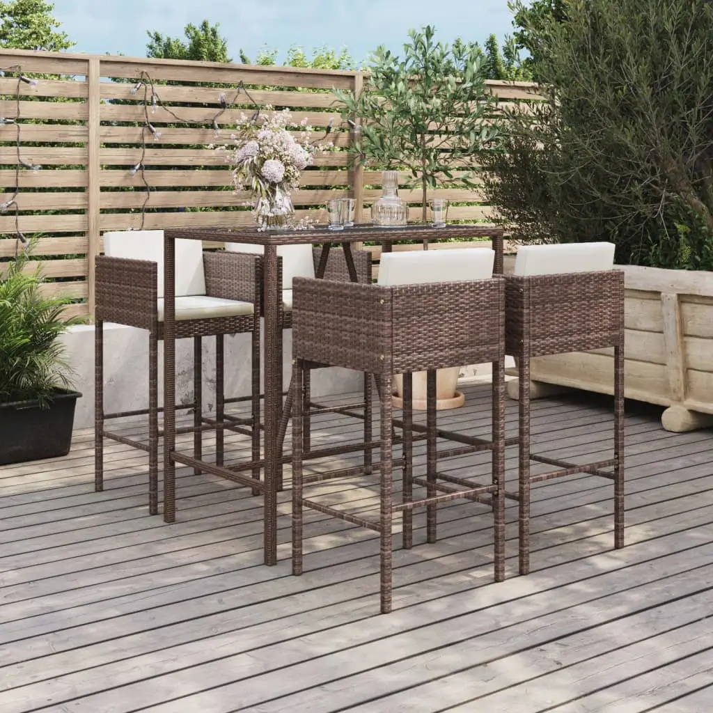 Ensemble de bar de jardin avec coussins 5 pcs marron poly rotin vidaXL 3200655