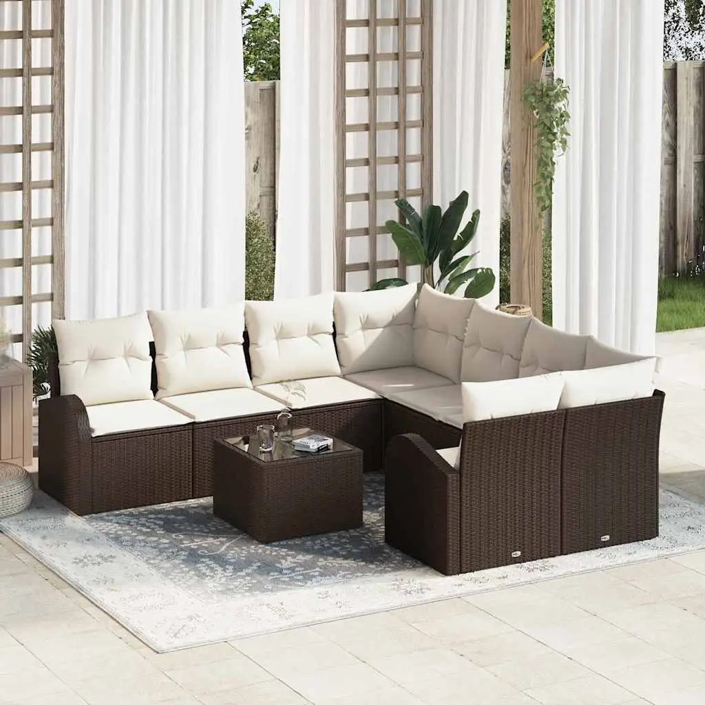 Ensemble Canapé XXL 9 Éléments Résine Tressée Marron Modulable et Spacieux – ComfortXL Outdoor Living