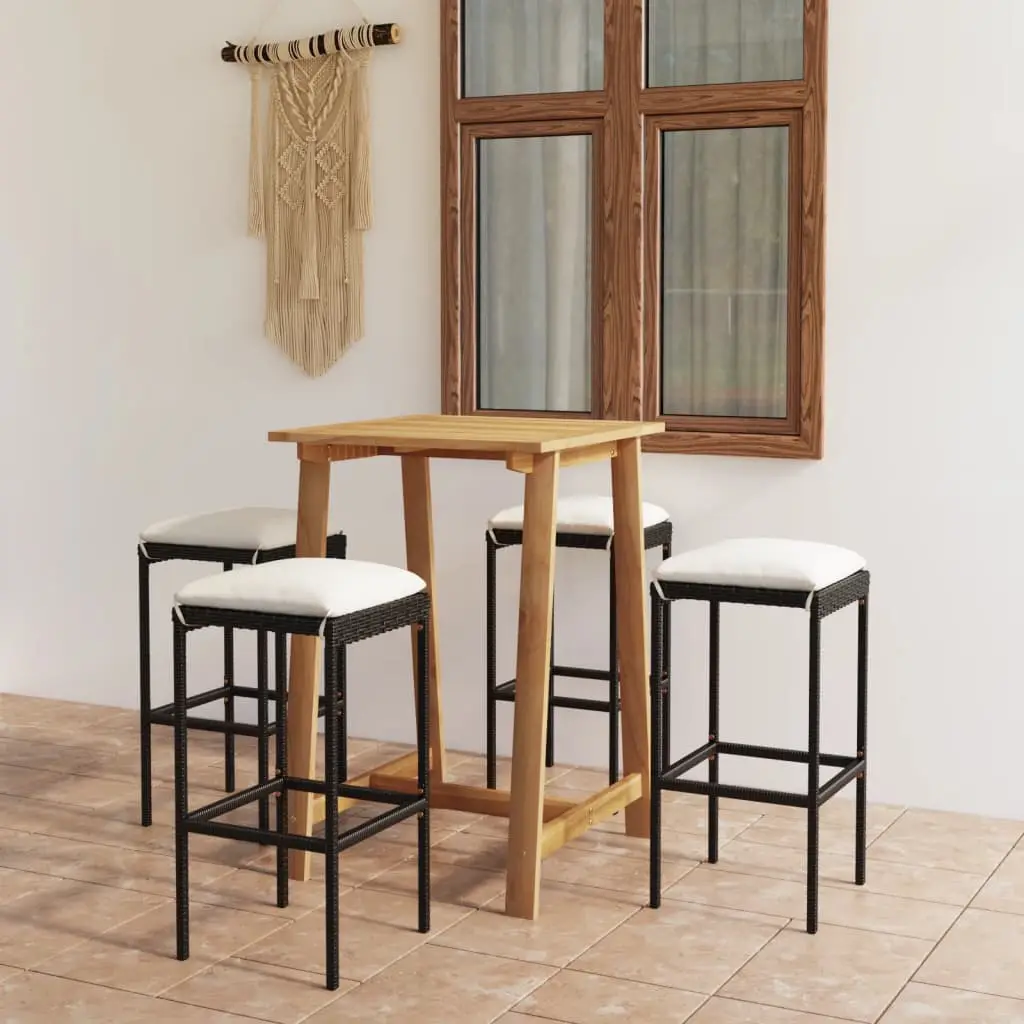 Ensemble de bar de jardin avec coussins 5 pcs Noir vidaXL 3067950