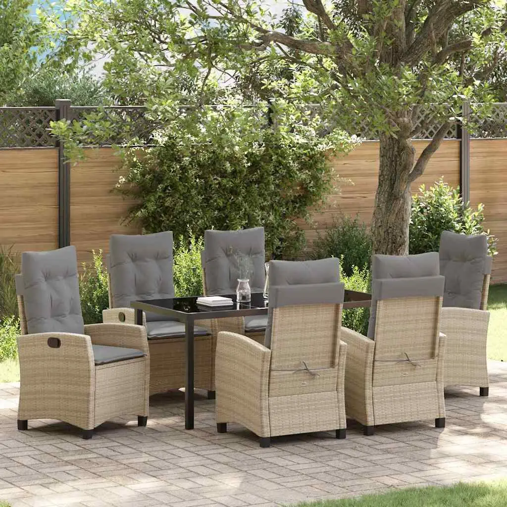 Ensemble de salle à manger pour jardin 7 pcs Beige polyrotin vidaXL 3380404 Beiges mixtes