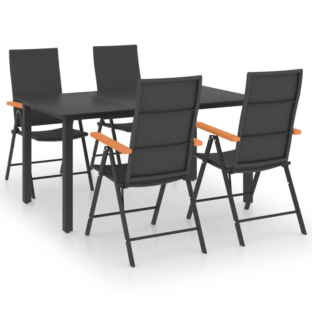 Ensemble de 5 pcs table de jardin avec chaises – mobilier de jardin noir et marron-JU3030
