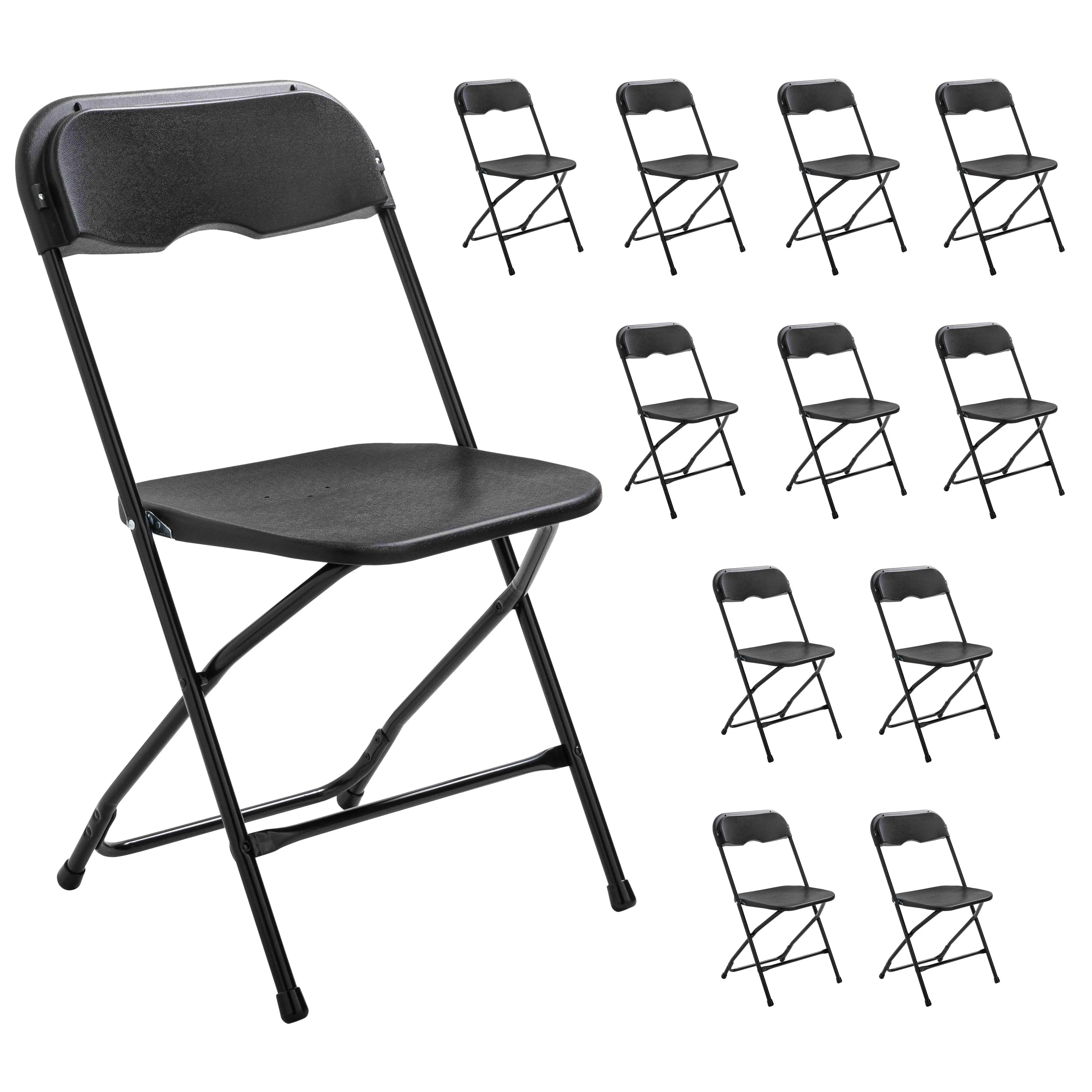 Ensemble de 12 chaises pliantes noires réception jardin REKKEM – Oviala