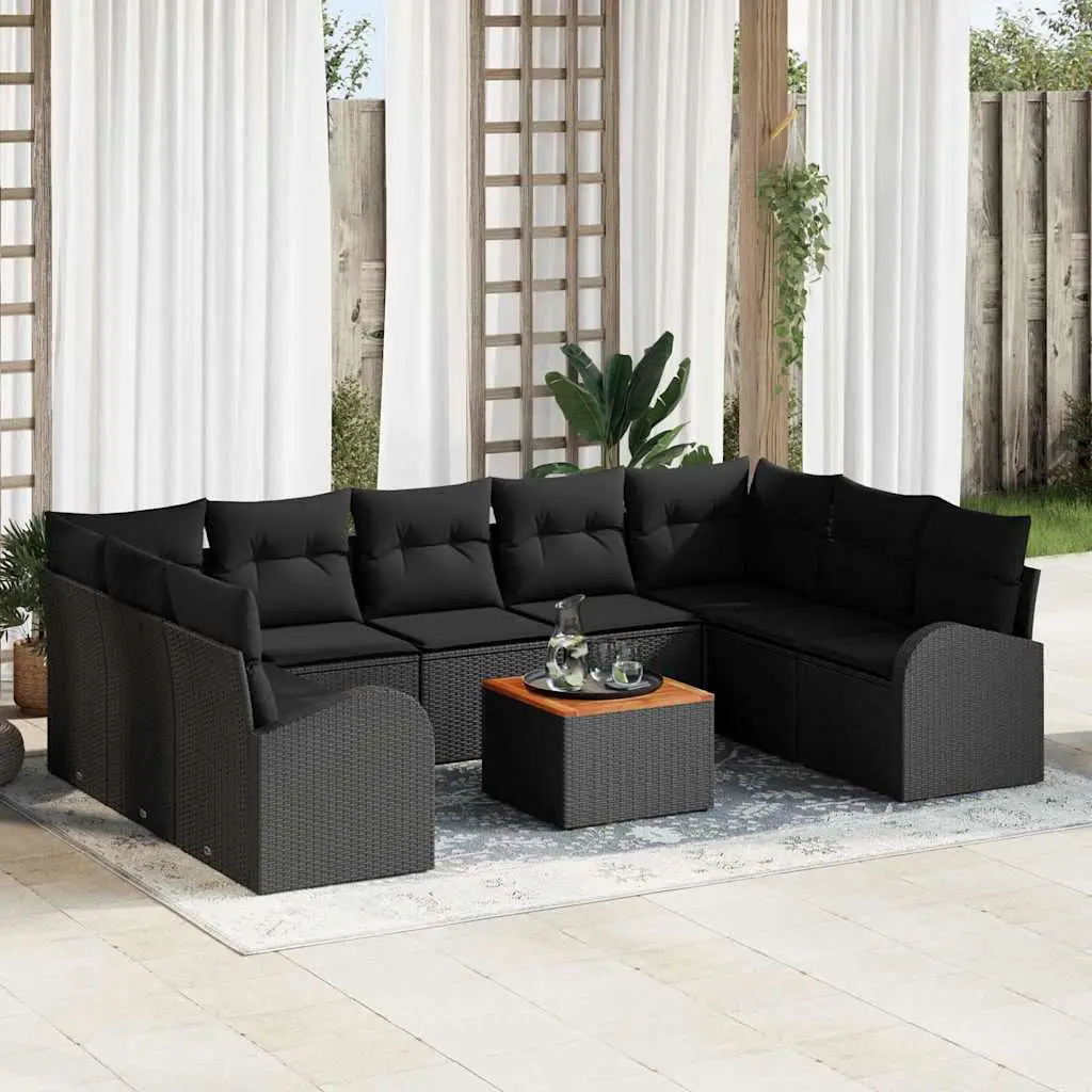 Ensemble Canapé Modulable 9 Places Polyrotin pour Jardin et Balcon Noir – ComfortXL Outdoor Living