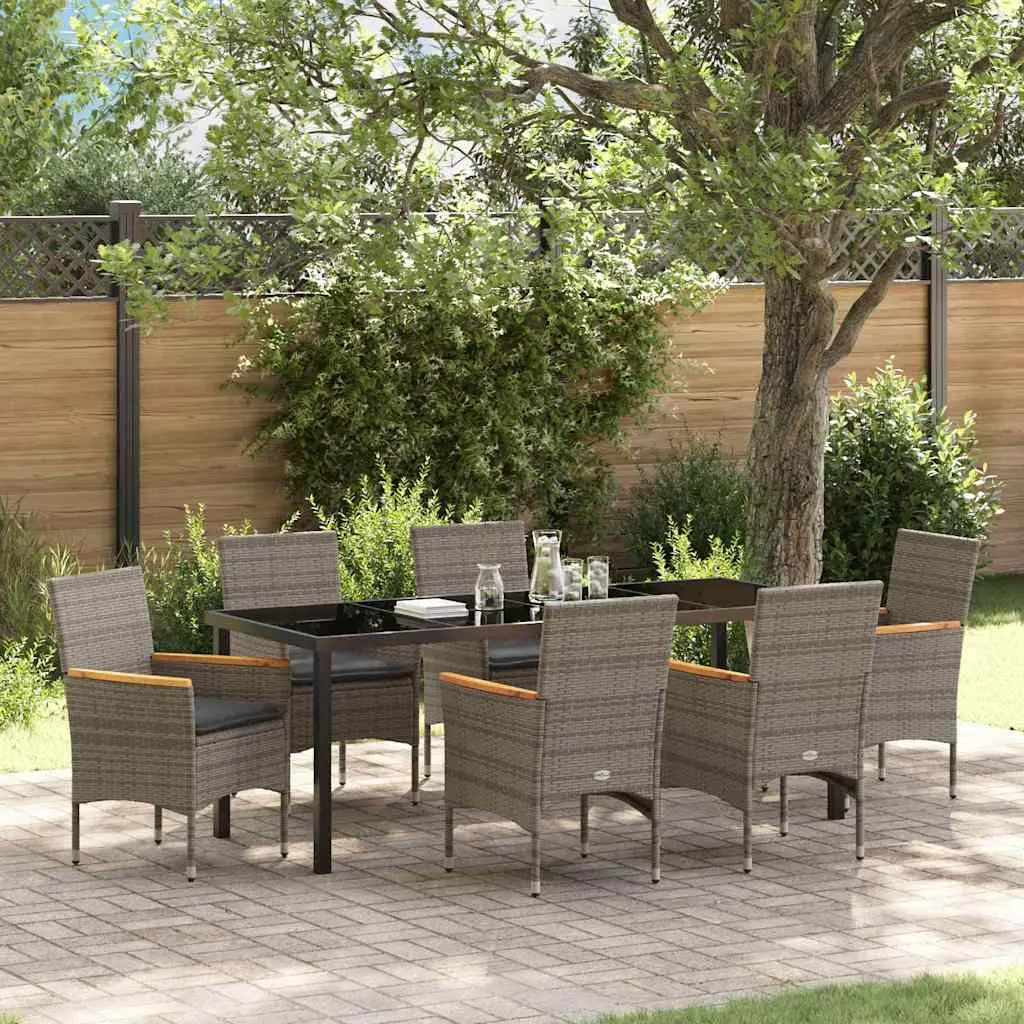 Ensemble de salle à manger pour jardin 7 pcs Gris polyrotin vidaXL 3379854
