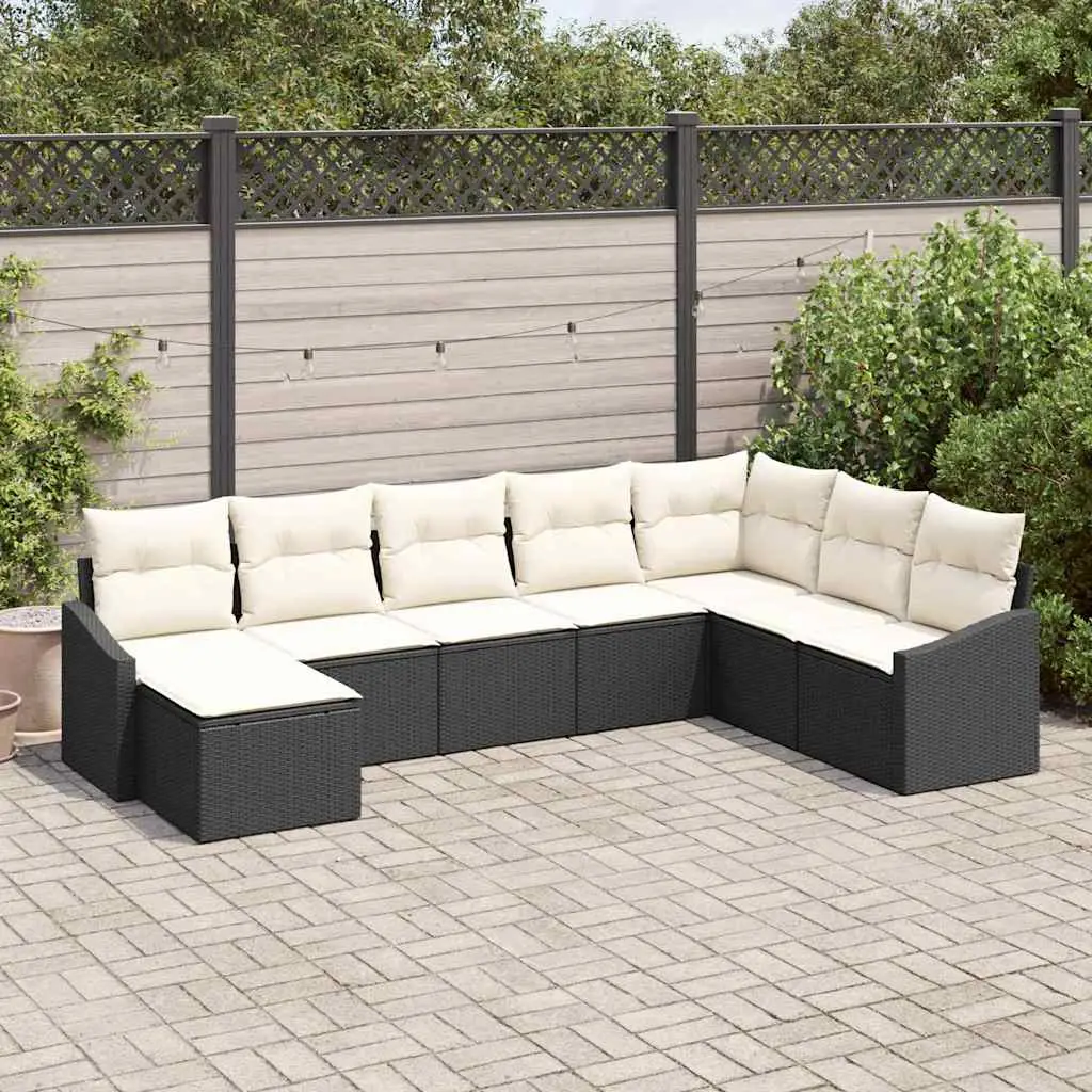 Ensemble de Canapés avec coussin 8 pcs Noir polyrotin vidaXL 3346837