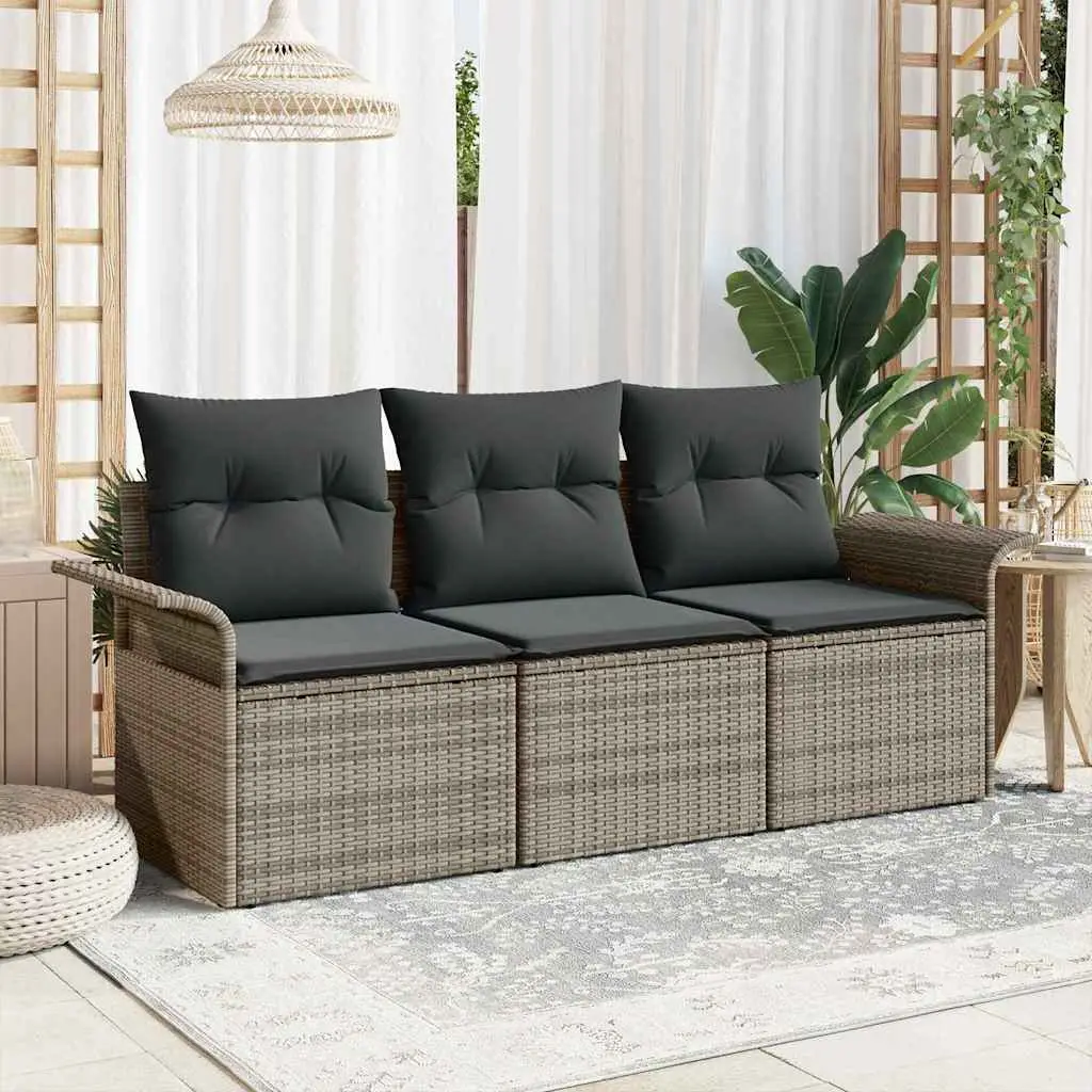 Ensemble de Canapés avec coussin 3 pcs Gris polyrotin vidaXL 3345219