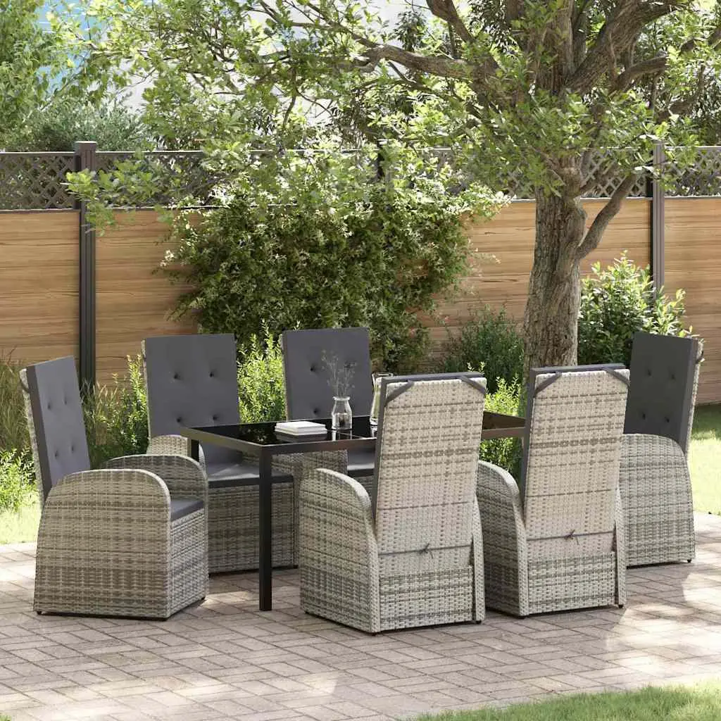 Ensemble de salle à manger pour jardin 7 pcs Gris polyrotin vidaXL 3379482