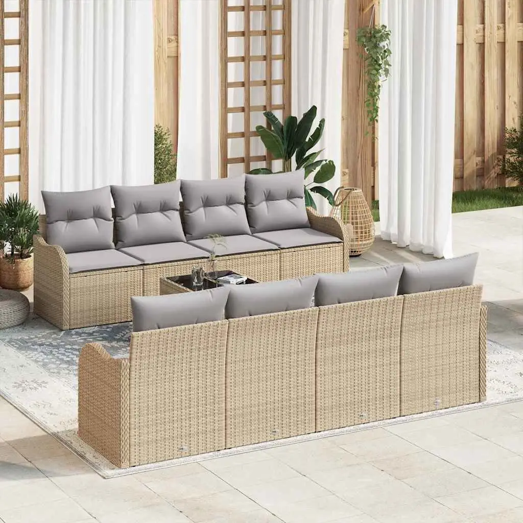Ensemble de canapé de jardin Beige 55 x 55 x 37 cm polyrotin vidaXL 3345630