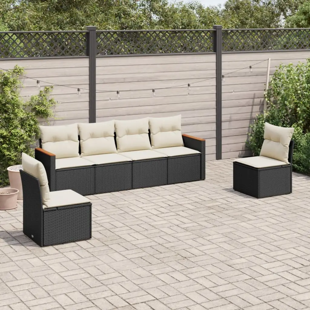 Ensemble canapé modulable 6 pcs résine tressée avec rangement pour terrasse Noir – ComfortXL Outdoor Living