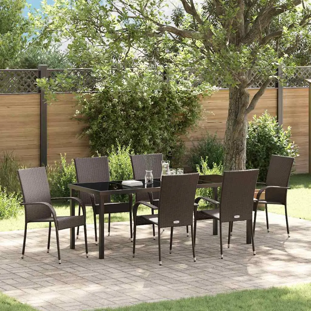 Ensemble de salle à manger pour jardin 7 pcs Marron vidaXL 3379399