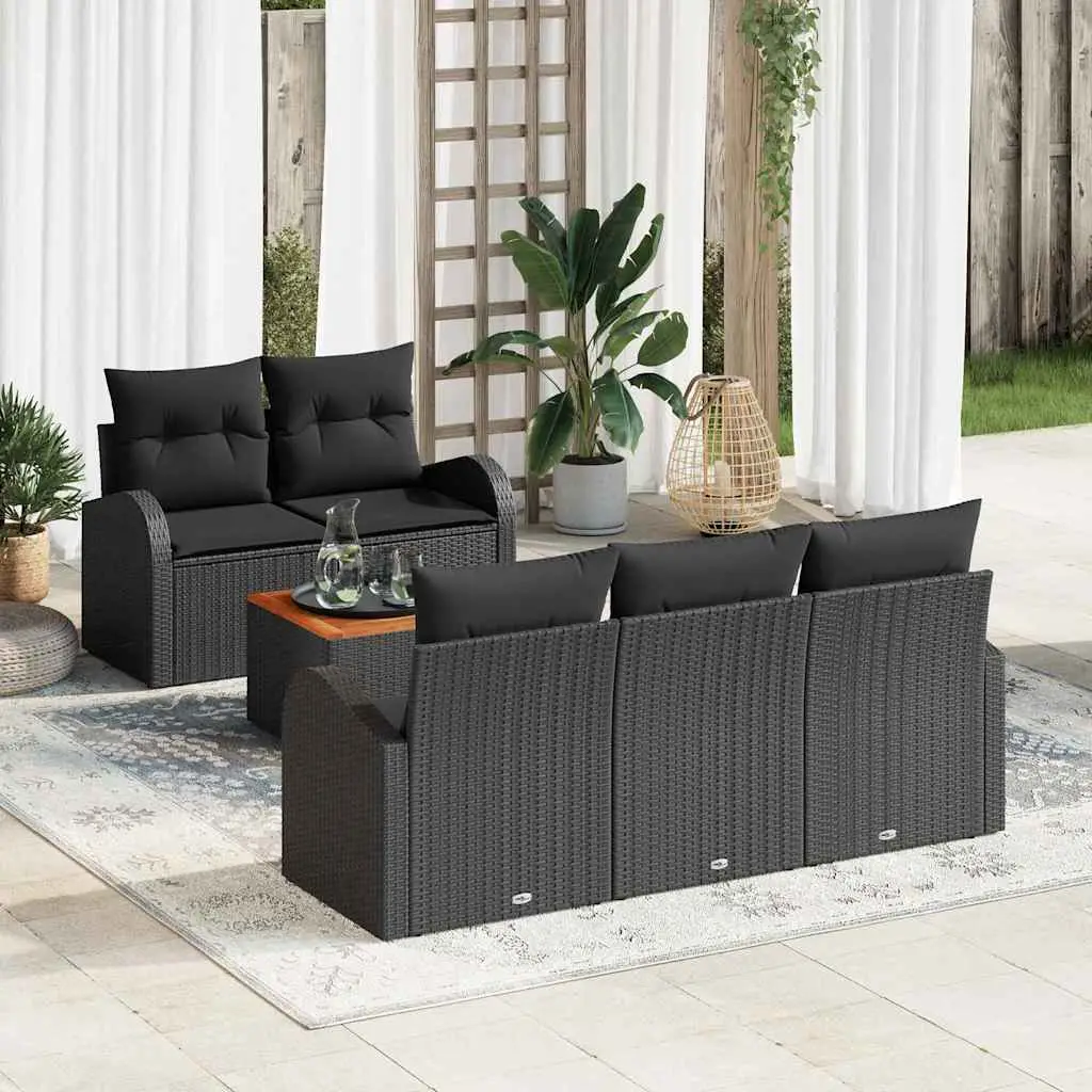 Ensemble de canapé de jardin avec stockage 6 pcs Noir polyrotin vidaXL 3356189