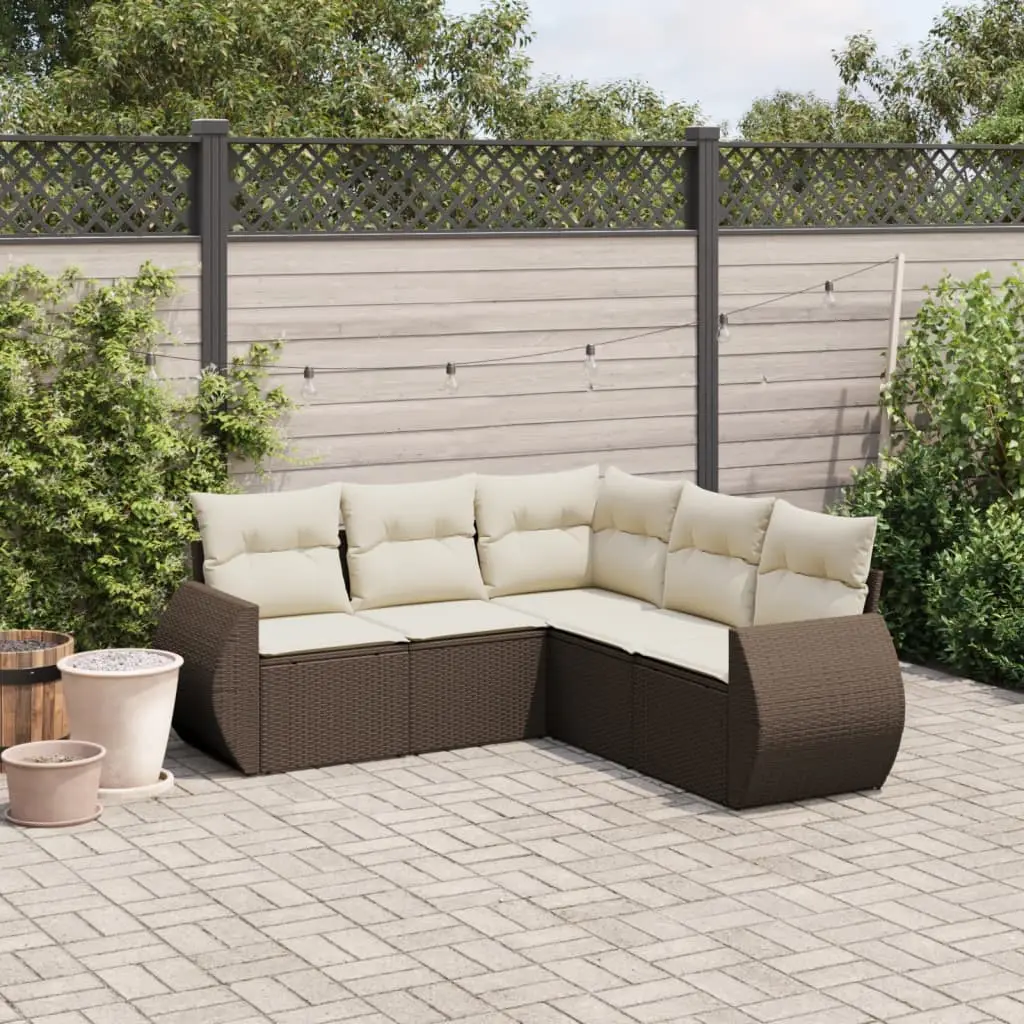 Ensemble de Canapés 5 Places Résine Tressée Modulaire Confortable pour Patio Marron – ComfortXL Outdoor Living