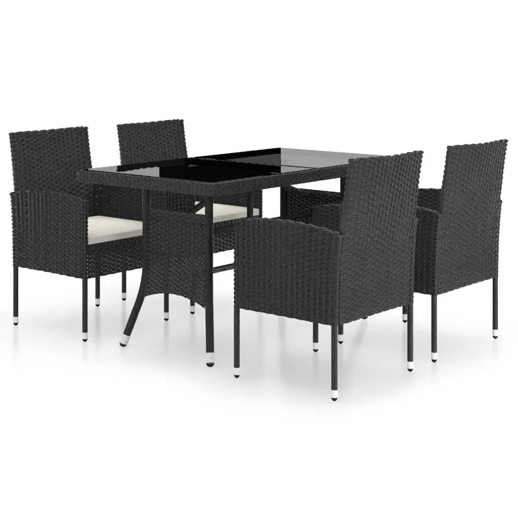 Ensemble de 5 pcs table de jardin avec chaises – mobilier de jardin Résine tressée Noir-JU2527