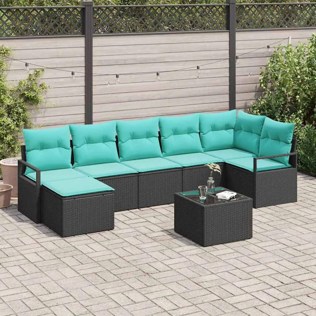Ensemble de Canapés avec coussin 8 pcs Noir polyrotin vidaXL 3346486