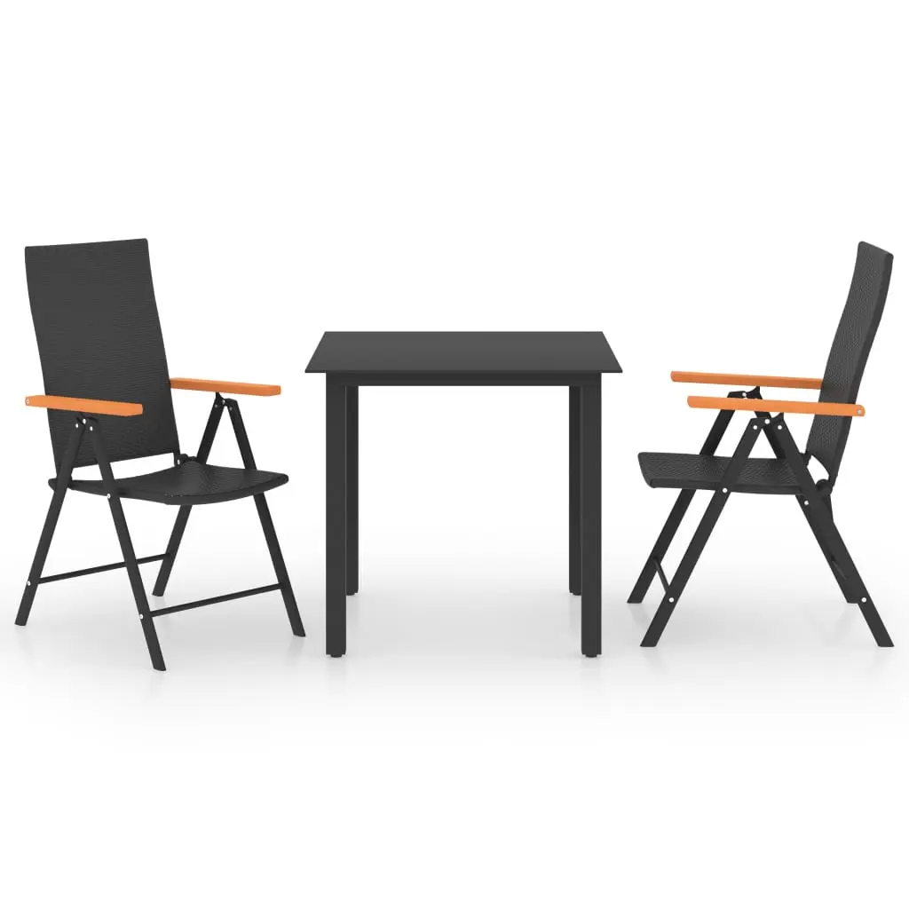 Ensemble de 3 pcs table de jardin avec chaises – mobilier de jardin noir et marron-JU2954