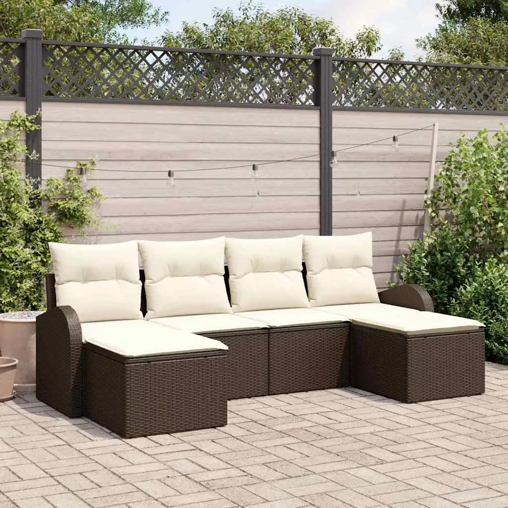 Ensemble de Canapés 6 pcs Marron et blanc polyrotin vidaXL 3354817 Marron et blanc